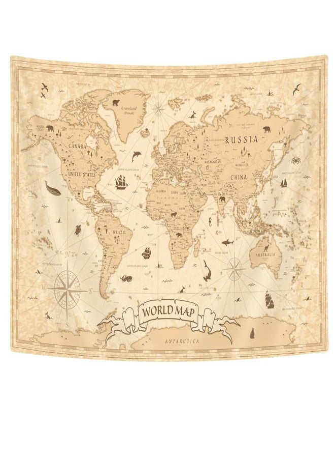 Hajmsug Vintage World Map Tapestry Wall Hanging for Students Kids, Educational Map of the World Wall Art Tapestries for School Classroom, Tapestry for Boys Girls Bedroom Living Room Collage Dorm - Image 3